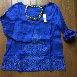 J Crew Embroidered Linen Top